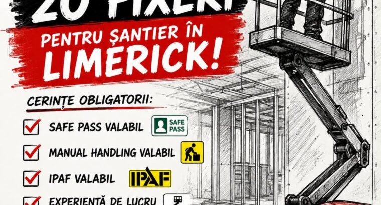 Urgent 20 de fixeri pentru șantier în Limerick